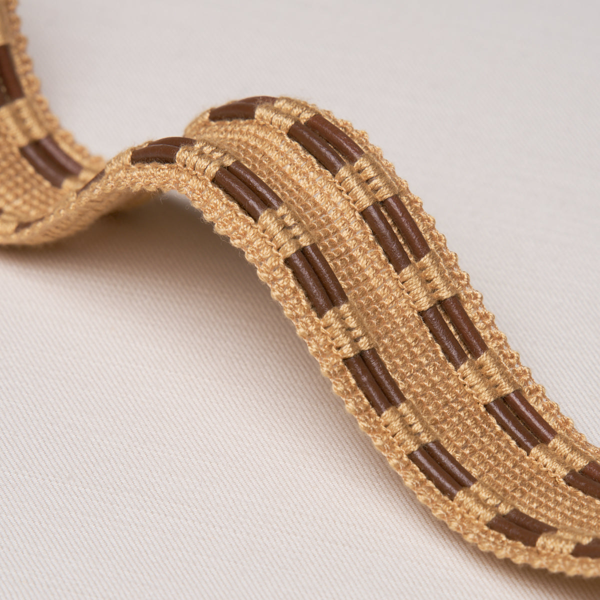 Purchase 86382 | Leather Cord Tape, Natural - Schumacher Trim