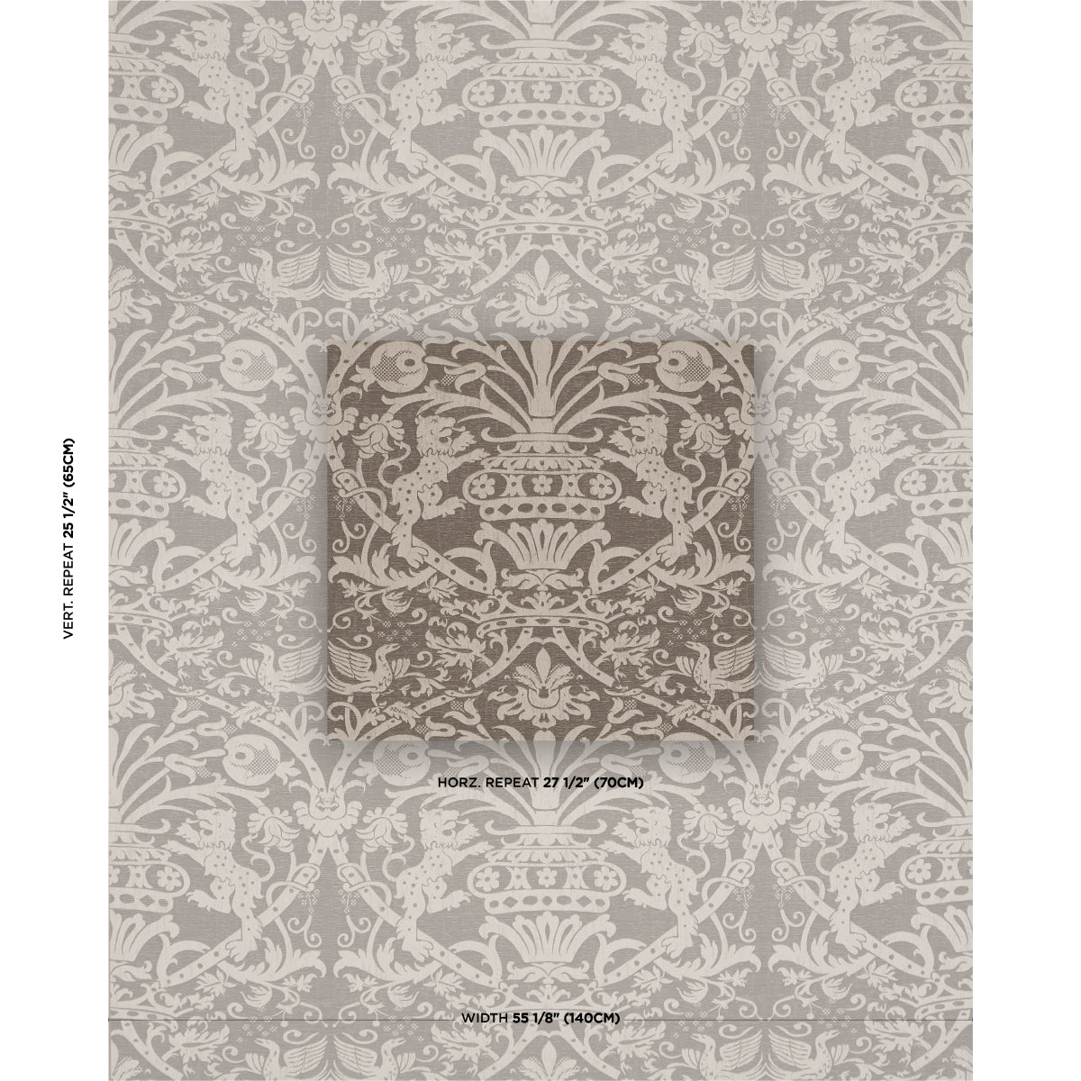 Purchase 86590 | Dougal Damask, Smoke - Schumacher Fabric