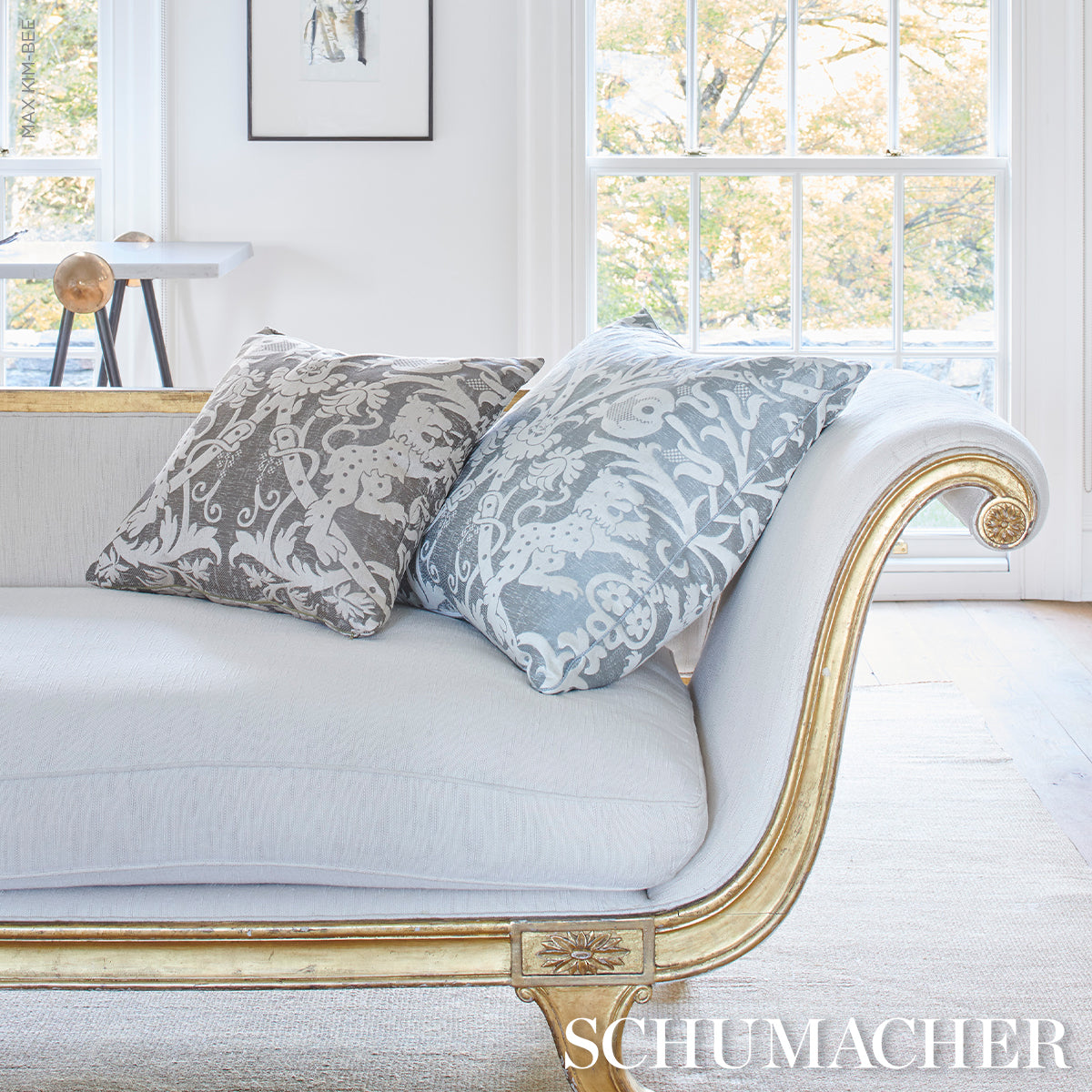 Purchase 86590 | Dougal Damask, Smoke - Schumacher Fabric