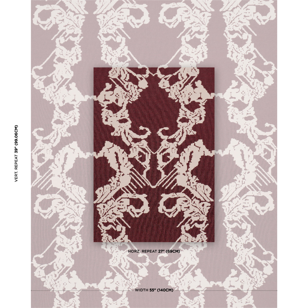 Purchase 87551 | Reversible Digital Damask, Merlot - Schumacher Fabric
