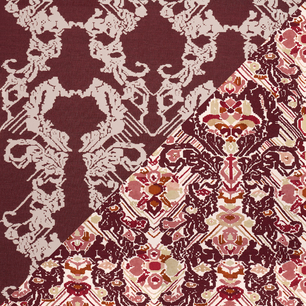 Purchase 87551 | Reversible Digital Damask, Merlot - Schumacher Fabric