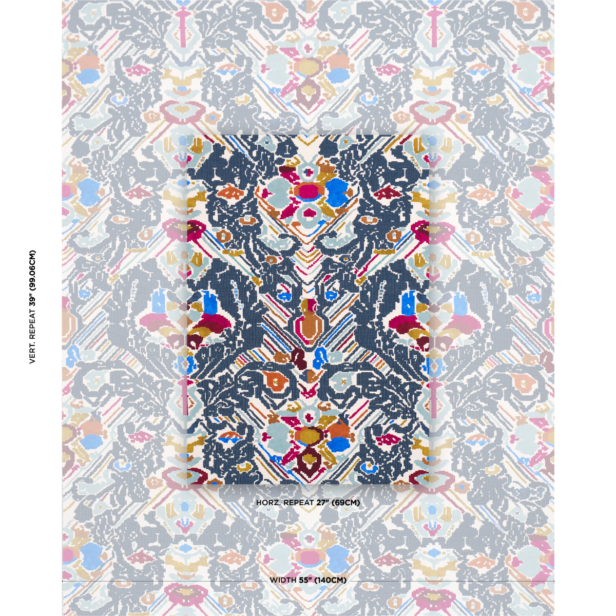 Purchase 87552 | Reversible Digital Damask, Denim - Schumacher Fabric