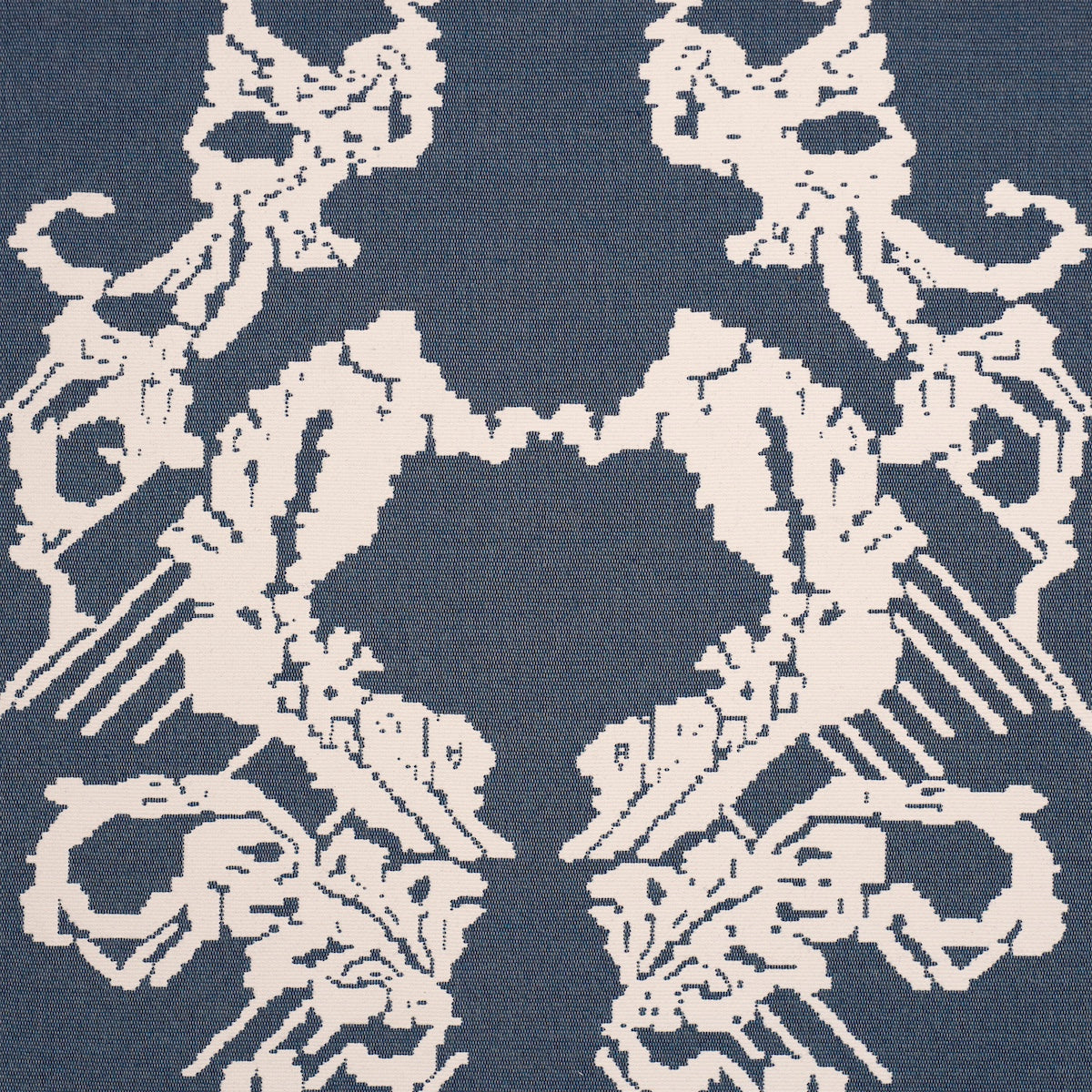 Purchase 87552 | Reversible Digital Damask, Denim - Schumacher Fabric