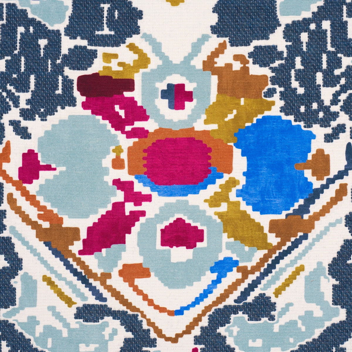 Purchase 87552 | Reversible Digital Damask, Denim - Schumacher Fabric