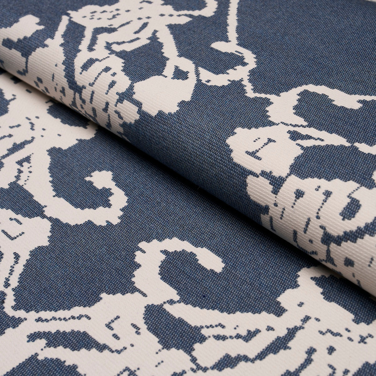 Purchase 87552 | Reversible Digital Damask, Denim - Schumacher Fabric
