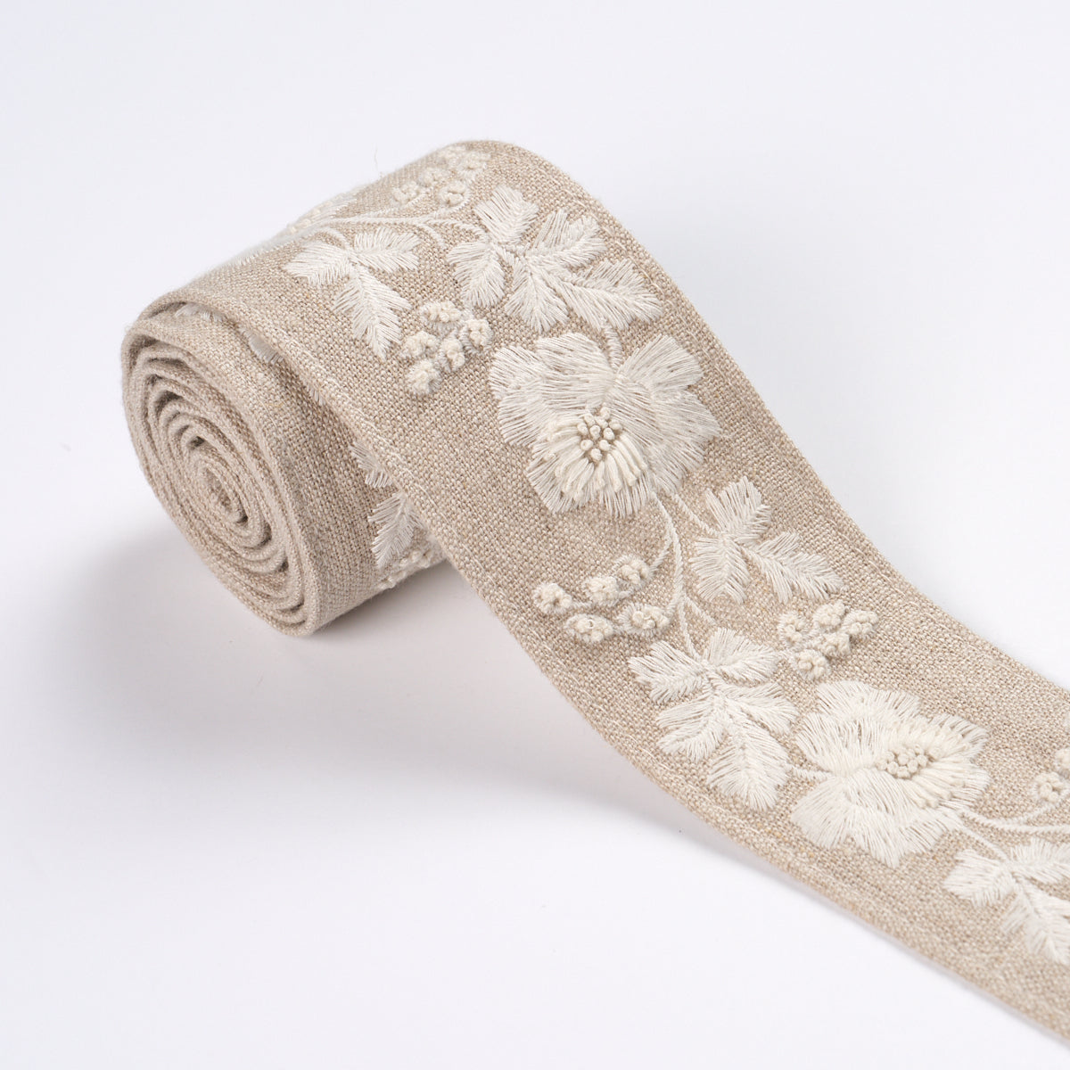 Purchase 87842 | Elise Hand-Embroidered Tape, Natural - Schumacher Trim