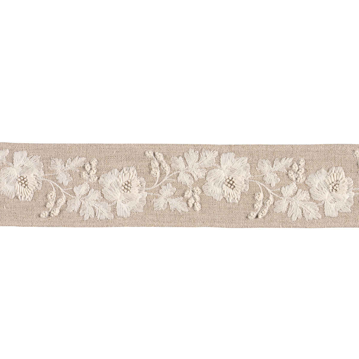 Purchase 87842 | Elise Hand-Embroidered Tape, Natural - Schumacher Trim