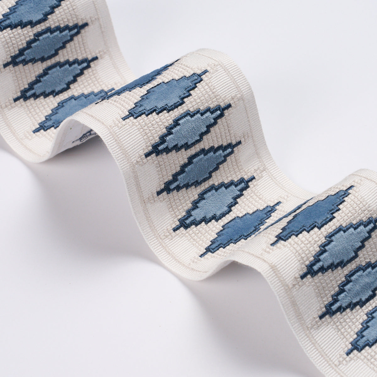 Purchase 87873 | Mireille Velvet Tape, Blue - Schumacher Trim