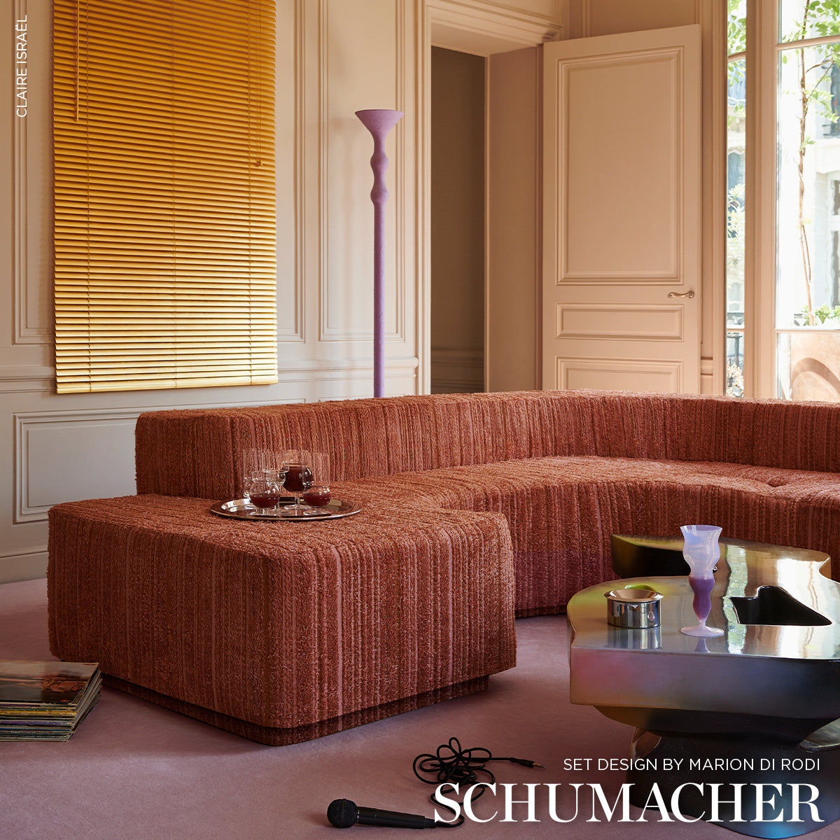 Purchase 88032 | Groove Cut Velvet, Coral Dawn - Schumacher Fabric