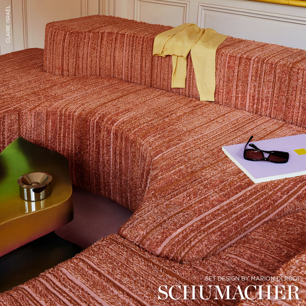 Purchase 88032 | Groove Cut Velvet, Coral Dawn - Schumacher Fabric