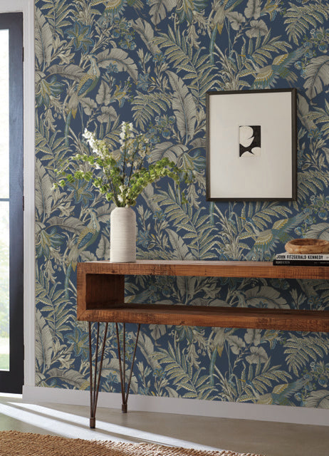 Purchase Ab3103 | Artifacts, Heronwood Navy - Antonina Vella Wallpaper