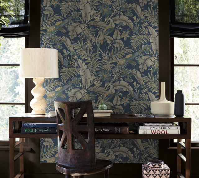 Purchase Ab3103 | Artifacts, Heronwood Navy - Antonina Vella Wallpaper