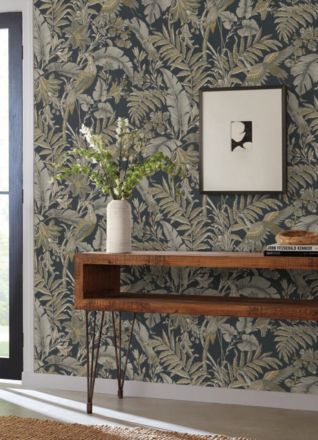 Purchase Ab3104 | Artifacts, Heronwood Black - Antonina Vella Wallpaper