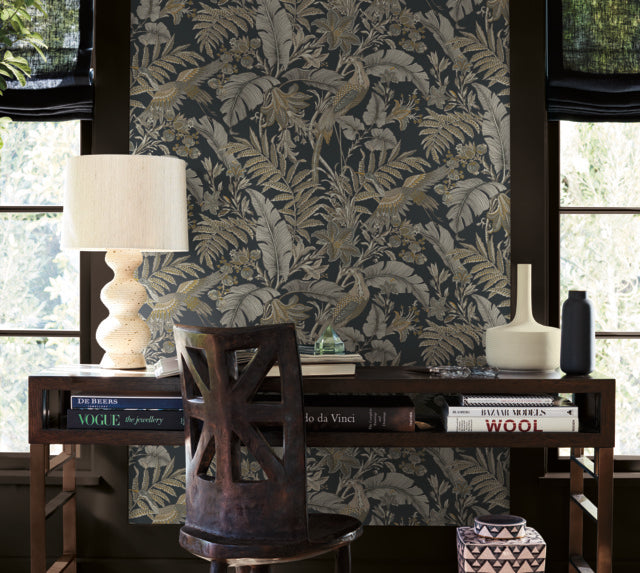 Purchase Ab3104 | Artifacts, Heronwood Black - Antonina Vella Wallpaper