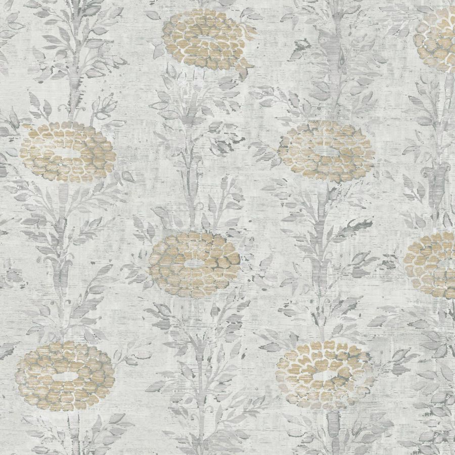 Purchase Af6516 | Tea Garden Ii, French Marigold White & Gold - Ronald Redding Wallpaper