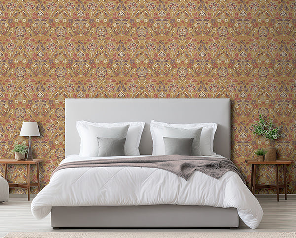 Purchase AH100198AH Brewster Wallpaper, Birdy Yellow Nuthatch Floral - Arthouse12