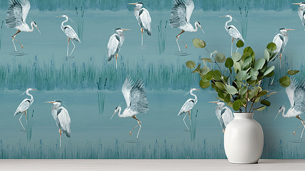 Purchase AH100213AH Brewster Wallpaper, Gerald Blue Heron River - Arthouse12
