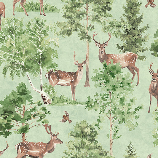 Purchase AH100215AH Brewster Wallpaper, Cletis Neutral Deer Forest - Arthouse