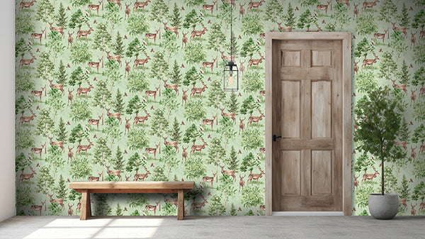 Purchase AH100215AH Brewster Wallpaper, Cletis Neutral Deer Forest - Arthouse1