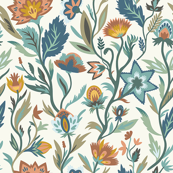 Purchase AH100381AH Brewster Wallpaper, Mallory Blue Vivid Floral - Arthouse