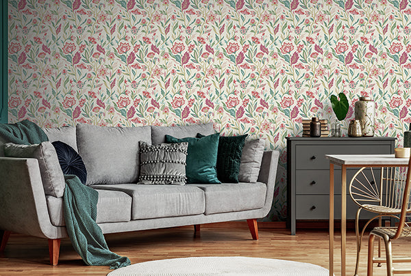 Purchase AH100382AH Brewster Wallpaper, Mallory Pink Vivid Floral - Arthouse1