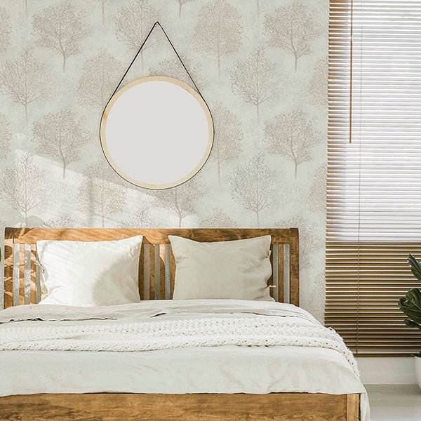 Purchase AH256702 Brewster Wallpaper, Agatha Beige Trees - Arthouse1