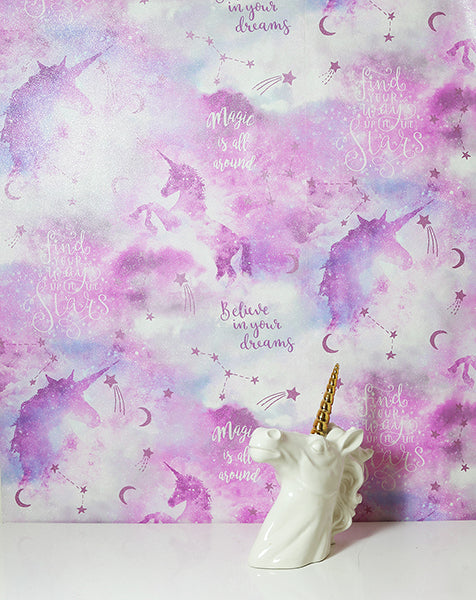 Purchase AH292901 Brewster Wallpaper, Xena Pink Galaxy Unicorn - Arthouse1