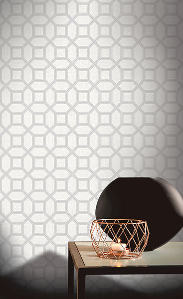 Purchase AH295603 Brewster Wallpaper, Marjorie Silver Trellis - Arthouse1