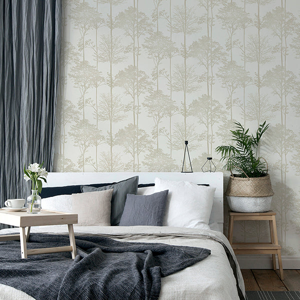 Purchase AH296102 Brewster Wallpaper, Indra Neutral Forest Silhouette - Arthouse12