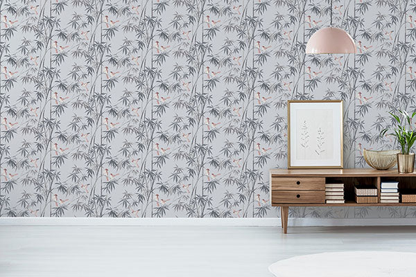 Purchase AH296401 Brewster Wallpaper, Arisu Grey Birds and Bamboo - Arthouse1