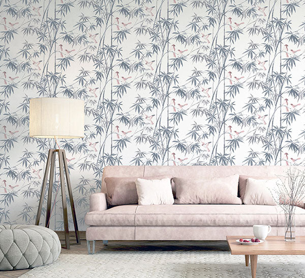 Purchase AH296401 Brewster Wallpaper, Arisu Grey Birds and Bamboo - Arthouse12