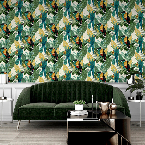 Purchase AH296803 Brewster Wallpaper, Trudie Multicolor Toucan Macaw - Arthouse1