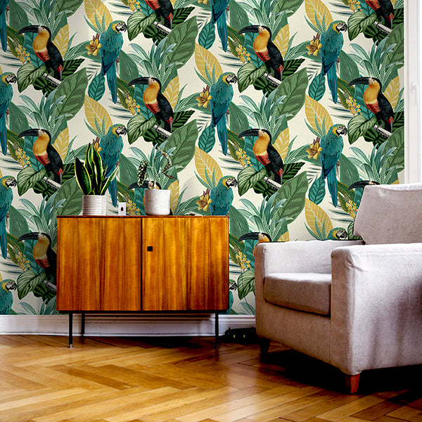 Purchase AH296803 Brewster Wallpaper, Trudie Multicolor Toucan Macaw - Arthouse12