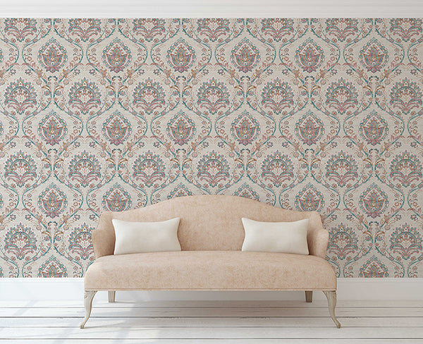 Purchase AH296909 Brewster Wallpaper, Teigen Multicolor Floral Damask - Arthouse1