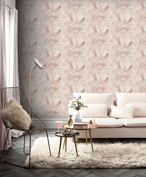 Purchase AH297107 Brewster Wallpaper, Nell Blush Tropical - Arthouse1