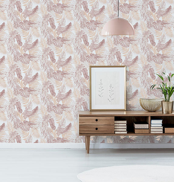 Purchase AH297107 Brewster Wallpaper, Nell Blush Tropical - Arthouse12