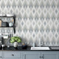 Purchase AH297200 Brewster Wallpaper, Fitzgerald Grey Ikat Diamond - Arthouse1