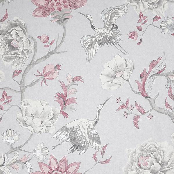 Purchase AH297400 Brewster Wallpaper, Maggie Light Grey Cranes - Arthouse