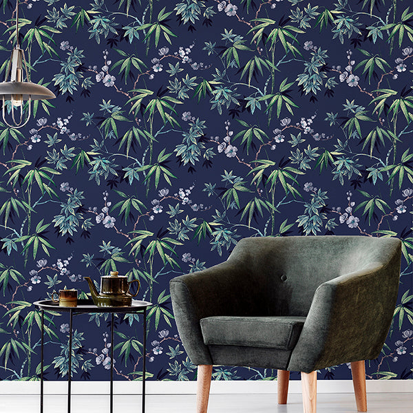 Purchase AH297800 Brewster Wallpaper, Desi Navy Jasmine Garden - Arthouse12