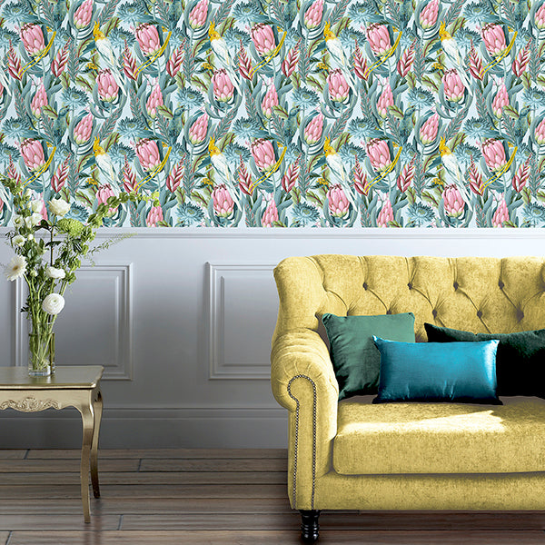 Purchase AH297905 Brewster Wallpaper, Celia Multicolor Tropical Birds - Arthouse12