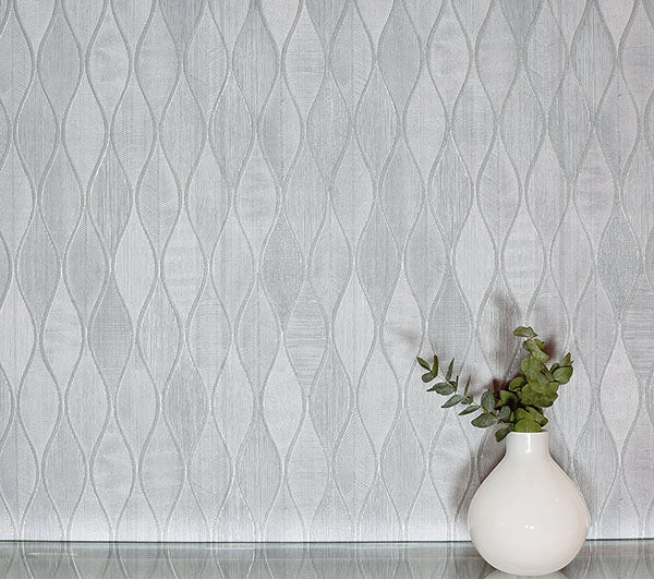 Purchase AH299001 Brewster Wallpaper, Mattais Silver Ogee - Arthouse1