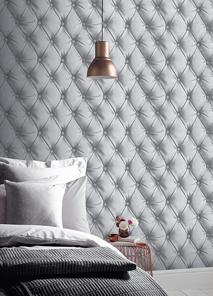 Purchase AH618104 Brewster Wallpaper, Ella Silver Tufted - Arthouse1