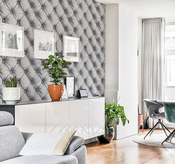 Purchase AH618104 Brewster Wallpaper, Ella Silver Tufted - Arthouse12