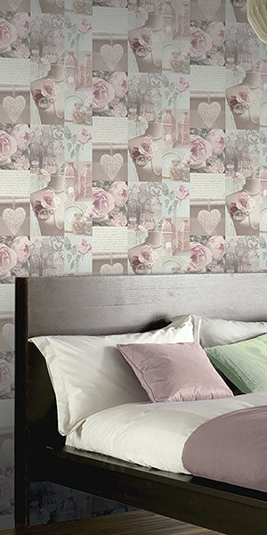Purchase AH665201 Brewster Wallpaper, Irene Blush Charlotte College - Arthouse1