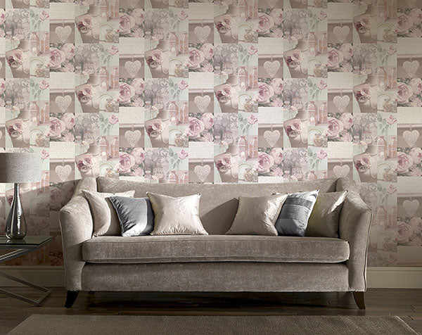 Purchase AH665201 Brewster Wallpaper, Irene Blush Charlotte College - Arthouse12