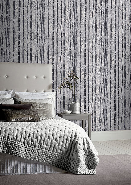 Purchase AH670200 Brewster Wallpaper, Frosted Silver Winter Grove - Arthouse12