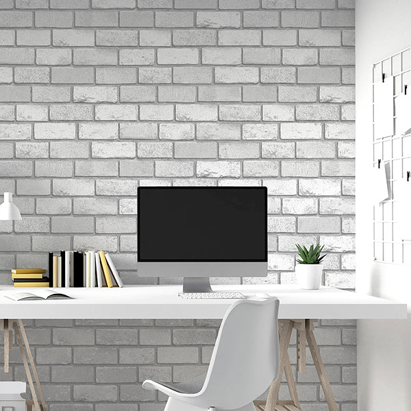 Purchase AH692201 Brewster Wallpaper, Myron Dove Metallic Brick - Arthouse1
