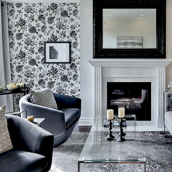 Purchase AH692507 Brewster Wallpaper, Della Black Floral Trail - Arthouse1