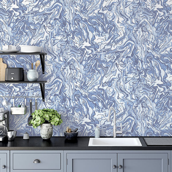 Purchase AH693902 Brewster Wallpaper, Osgood Navy Marbled - Arthouse1