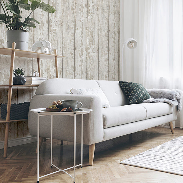 Purchase AH694700 Brewster Wallpaper, Ambrose Cream Wood Plank - Arthouse12